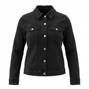 SAKS FIFTH AVENUE WOMENS DENIM JACKET BLACK SIZE 6 P